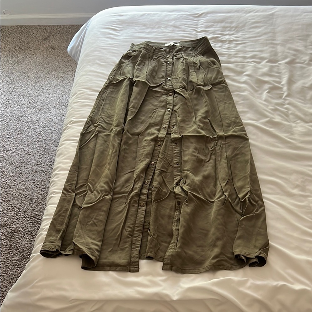 Has pockets! Olive Green Women's Maxi Skirt